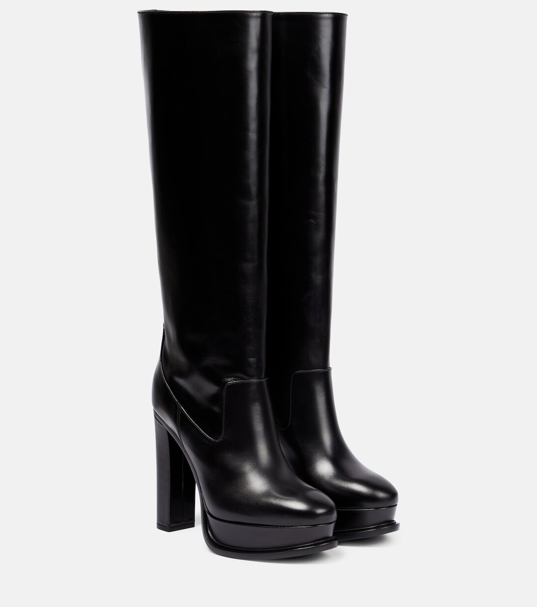 

Кожаные сапоги на платформе Alexander McQueen, черный