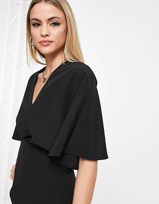 

Черное плиссированное блузонное платье миди ASOS DESIGN Tall, Черный