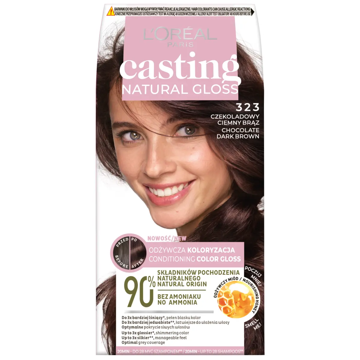 

Краска для волос 323 шоколадный темно-коричневый L'Oréal Paris Casting Natural Gloss, 1 упаковка