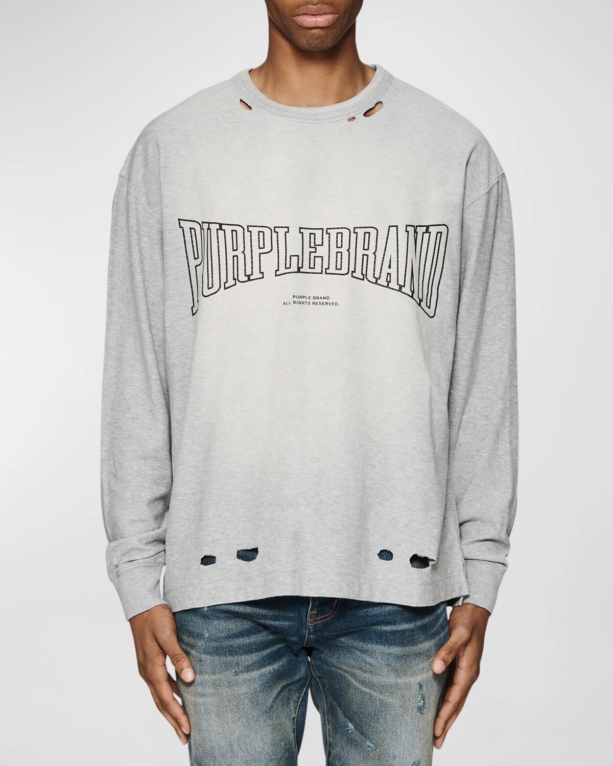 

Мужская свободная футболка из рваного джерси PURPLE, цвет Textured Ls Tee