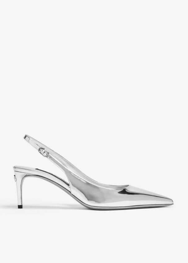 Туфли Dolce&Gabbana Leather Slingback, серебряный