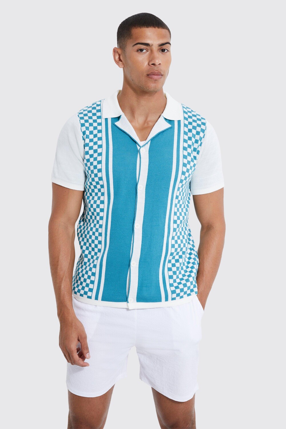 

Трикотажная рубашка homme moto revere Boohoo, бирюзовый