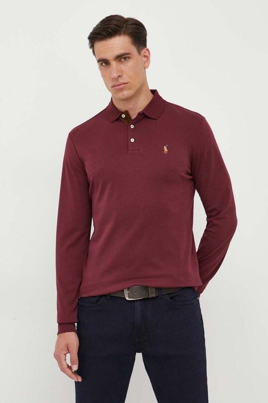 

Хлопковая рубашка с длинными рукавами Polo Ralph Lauren, бордовый, Красный