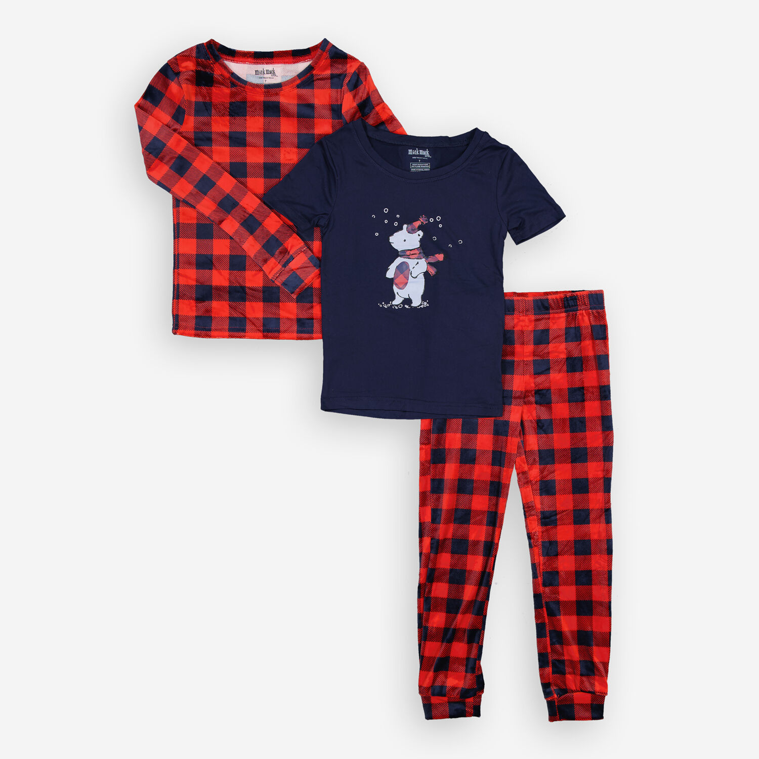 Пижамный комплект из трех предметов красного и темно-синего цветов Mick Mack
