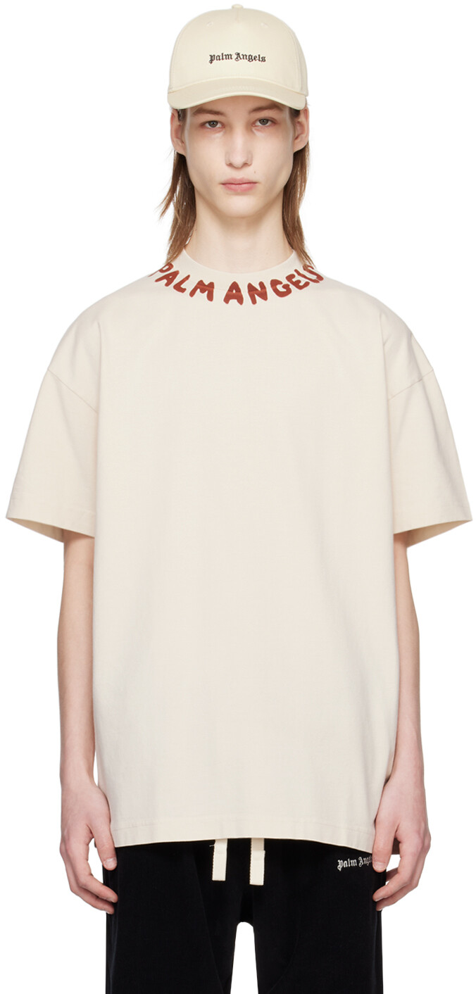 

Кремового цвета футболка с принтом Palm Angels