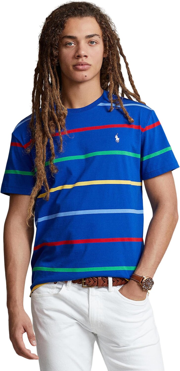 

Рубашка-поло Classic Fit Striped Jersey Short Sleeve T-Shirt Polo Ralph Lauren, цвет Sapphire Star Multi