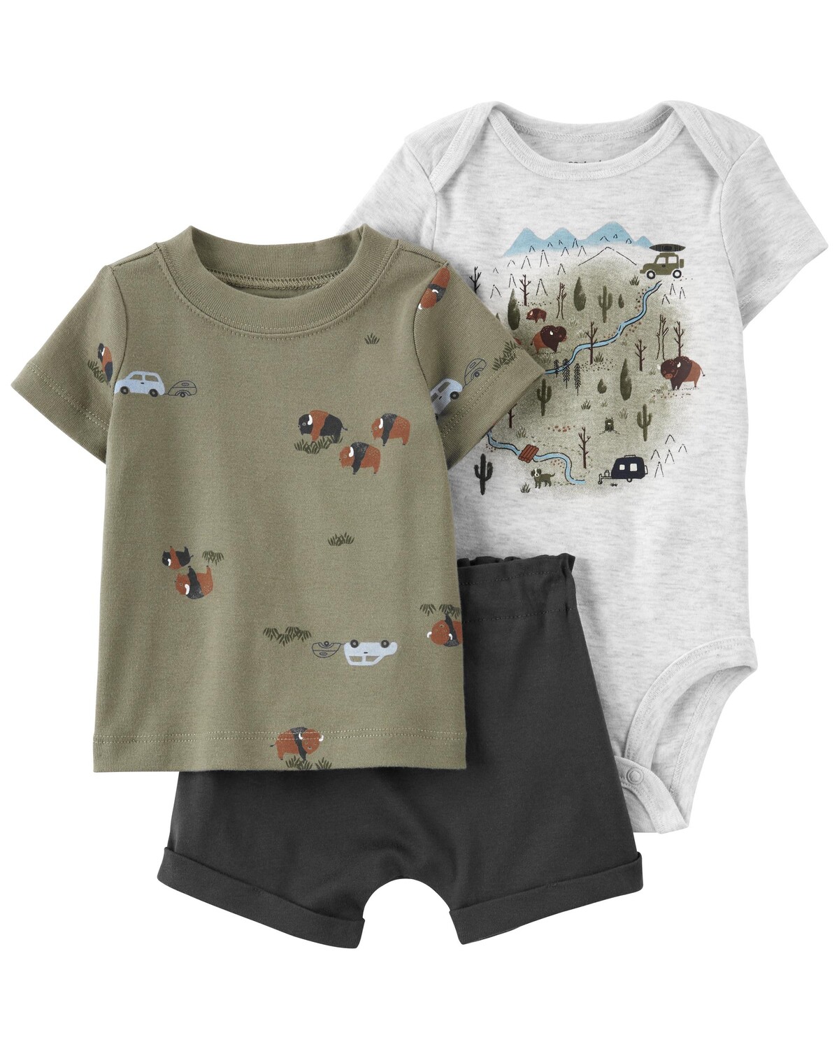 

Детский комплект из 3 предметов: маленький короткий комплект Carter's, мультиколор