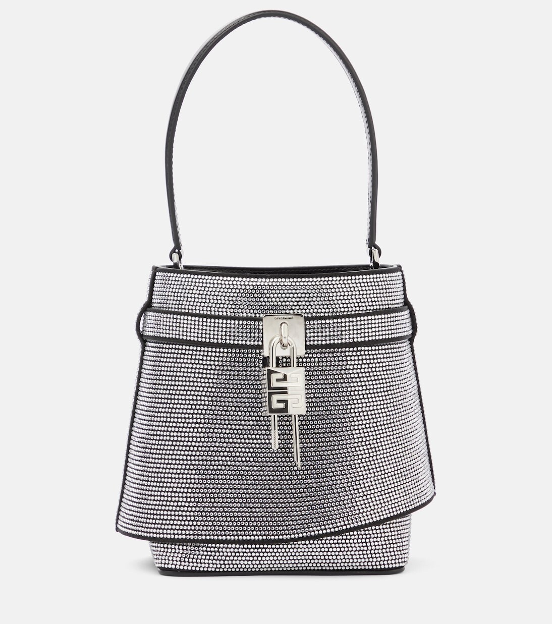 

Сумка-ведро shark lock с кристаллами Givenchy, серебро