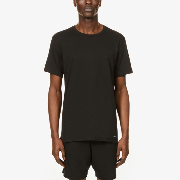 Комплект из трех футболок из хлопкового трикотажа Calvin Klein, черный комплект из трех футболок minoti синий