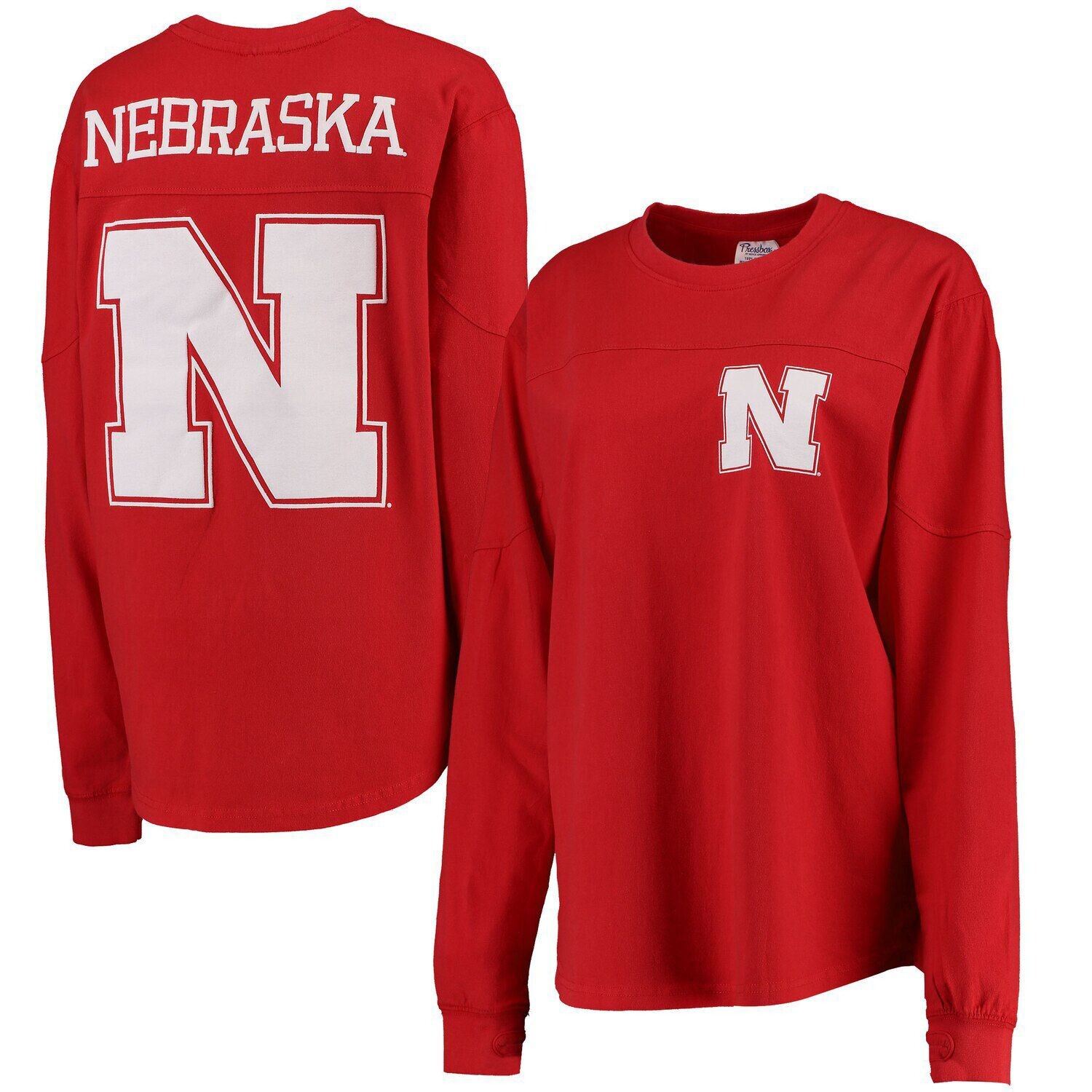 

Женская футболка Pressbox Scarlet Nebraska Huskers The Big Shirt, футболка оверсайз с длинными рукавами