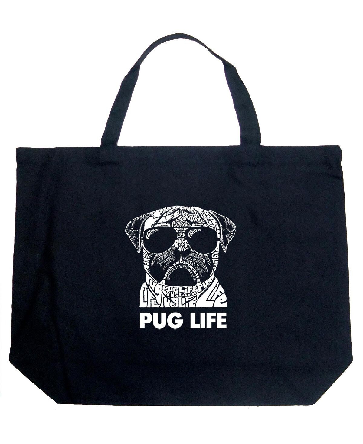 

Pug Life — большая сумка-тоут Word Art LA Pop Art, черный