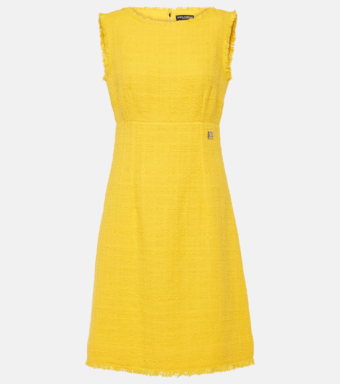 Твидовое платье миди с логотипом Dolce&Gabbana, желтый цена и фото