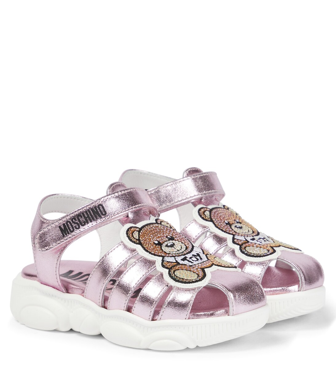 

Кожаные сандалии с логотипом Moschino, розовый