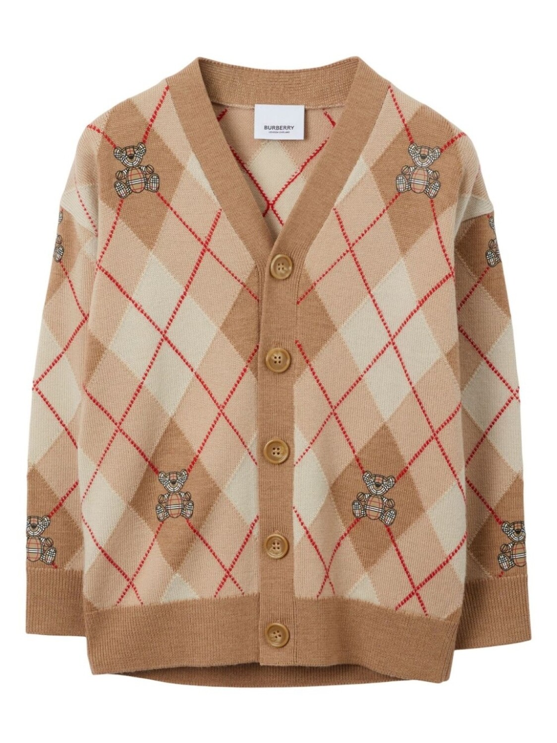 

Burberry Kids футболка Thomas Bear с узором аргайл, нейтральный цвет