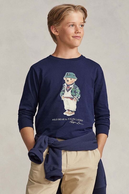 

Детская хлопковая рубашка с длинными рукавами Polo Ralph Lauren, темно-синий