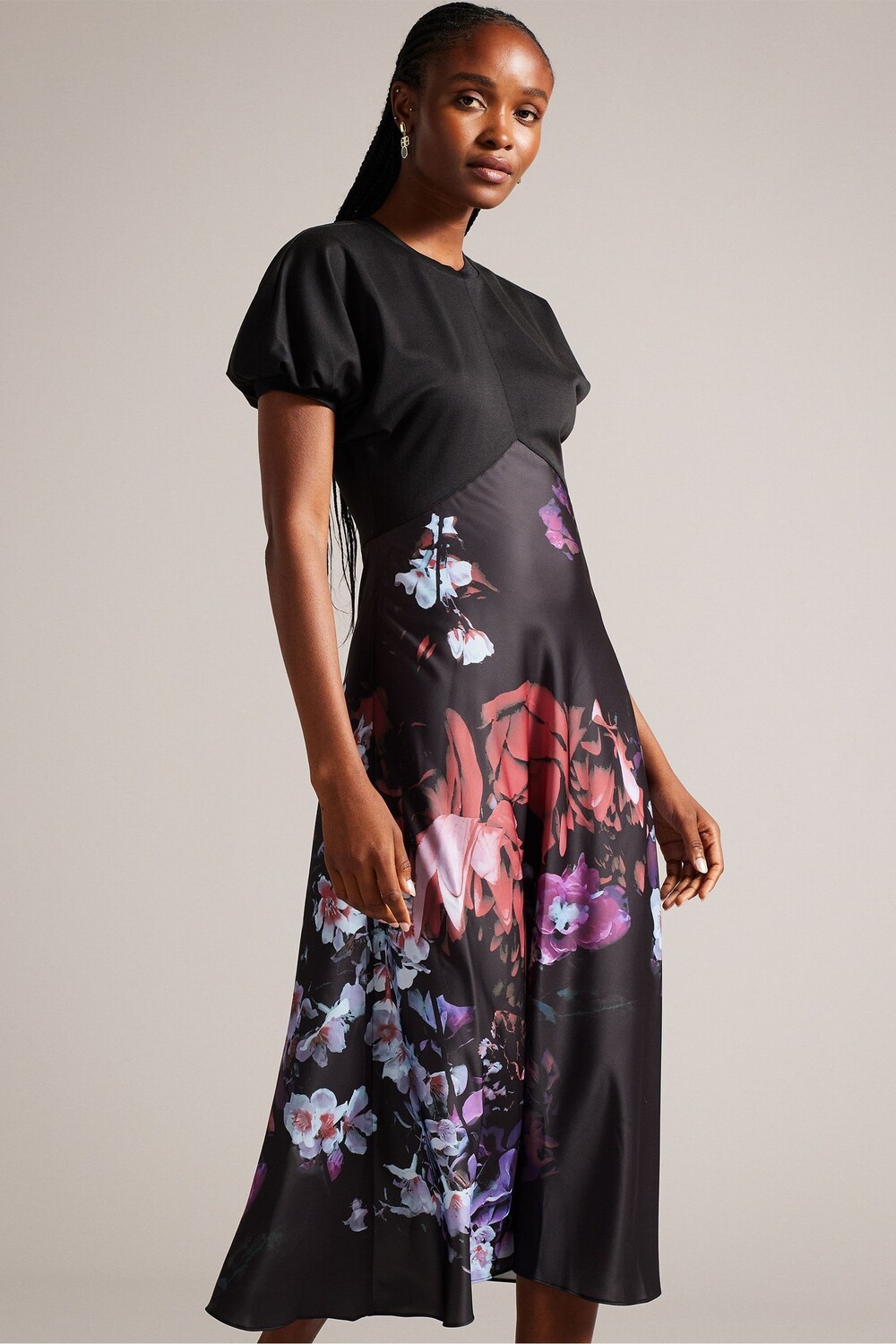 

Черное платье из ткани понте с верхом и атласным низом Ted Baker, черный