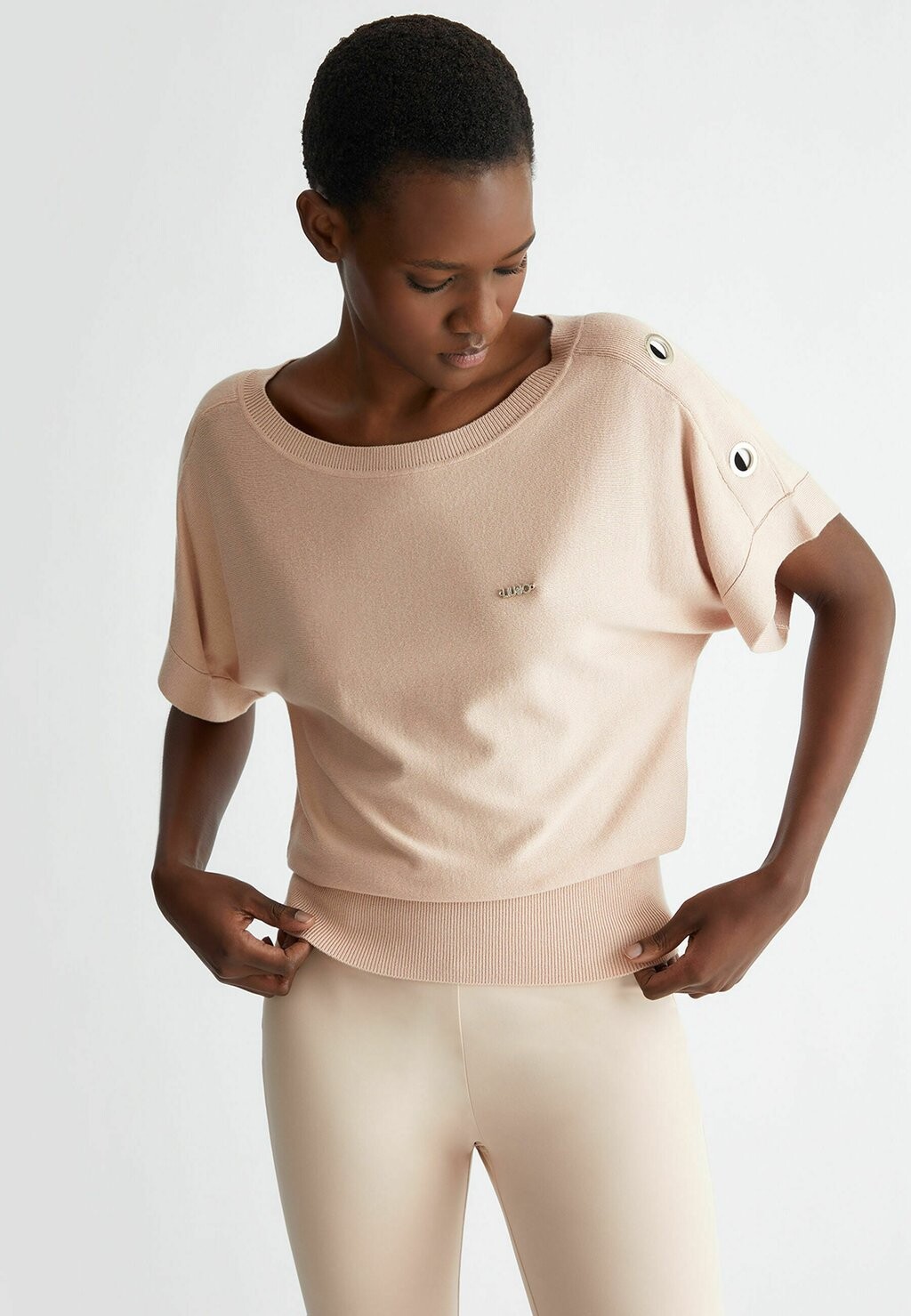 

Футболка с принтом With Metallic Eyelets LIU JO, цвет baby pink