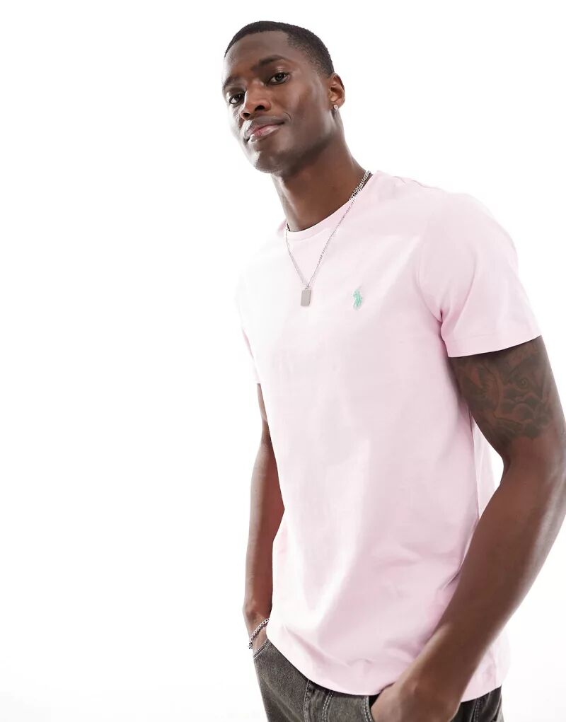 Светло-розовая футболка с логотипом Polo Ralph Lauren