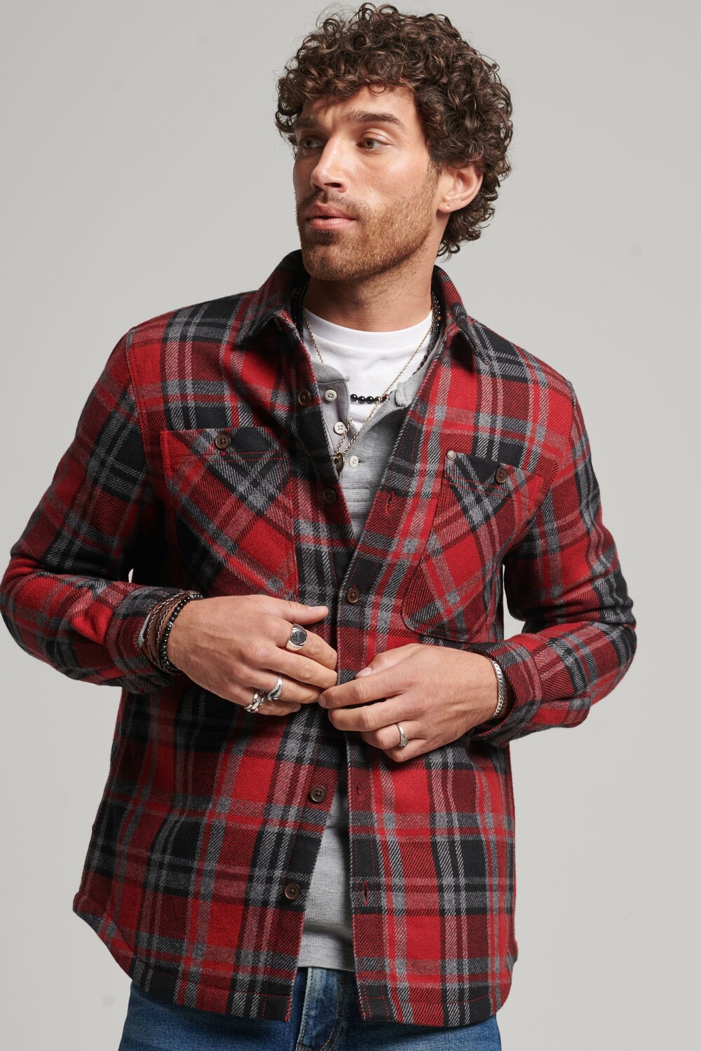 

Стеганая рубашка купца Superdry, красный