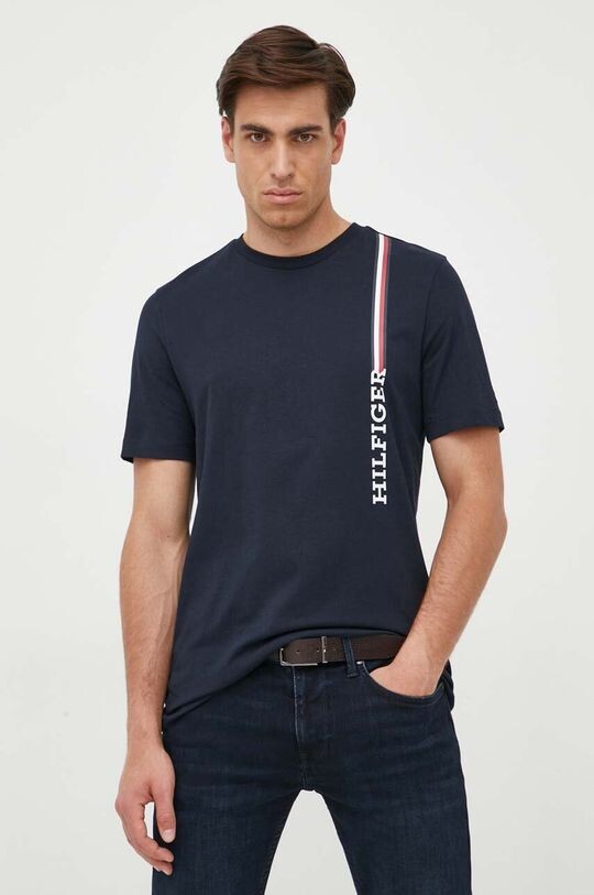 

Хлопковая футболка Tommy Hilfiger, темно-синий