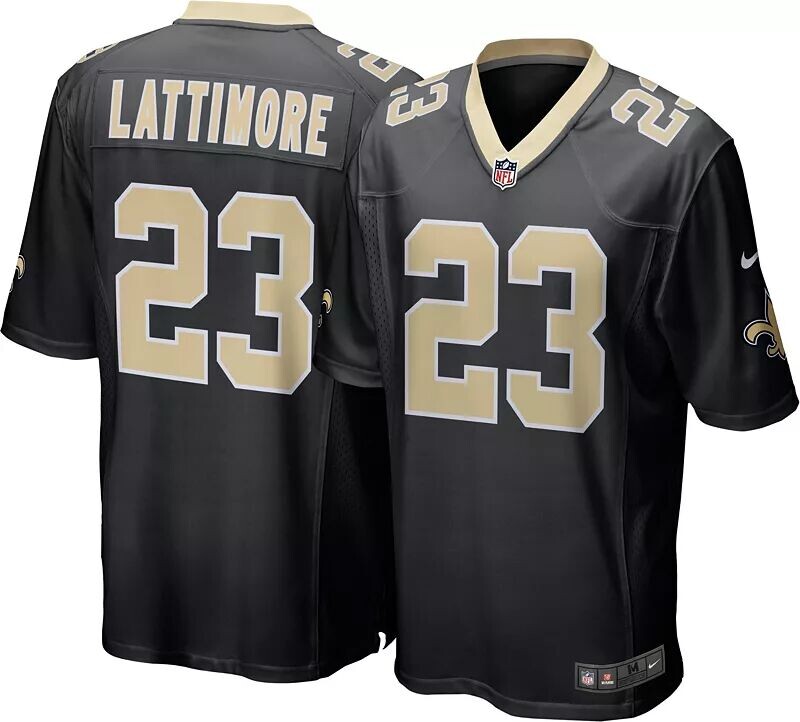 

Мужская черная игровая майка Nike New Orleans Saints Marshon Lattimore #23