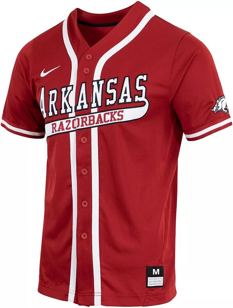 

Мужская бейсбольная майка Nike Arkansas Razorbacks Cardinal Dri-FIT Replica, Красный, Мужская бейсбольная майка Nike Arkansas Razorbacks Cardinal Dri-FIT Replica