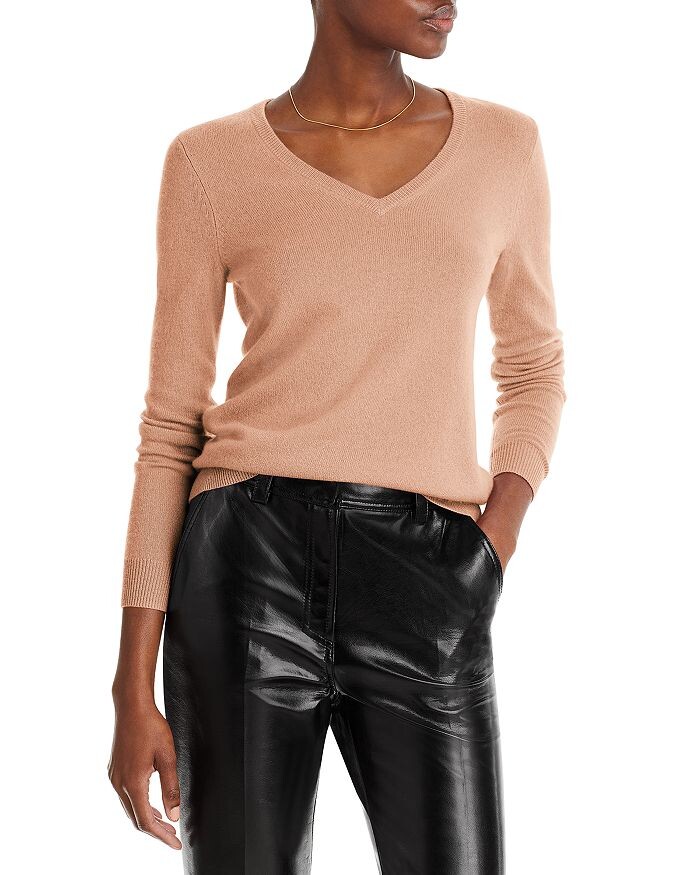

Кашемировый свитер с V-образным вырезом — 100% эксклюзив C by Bloomingdale's Cashmere, Коричневый