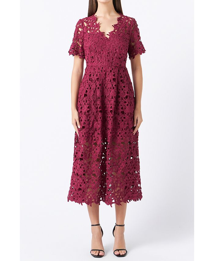 Женское кружевное платье миди с короткими рукавами endless rose, красный цена и фото