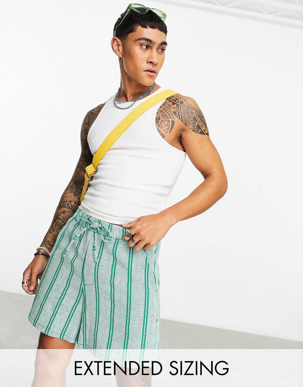 

Широкие шорты карго с жатой текстурой ASOS DESIGN бирюзового цвета