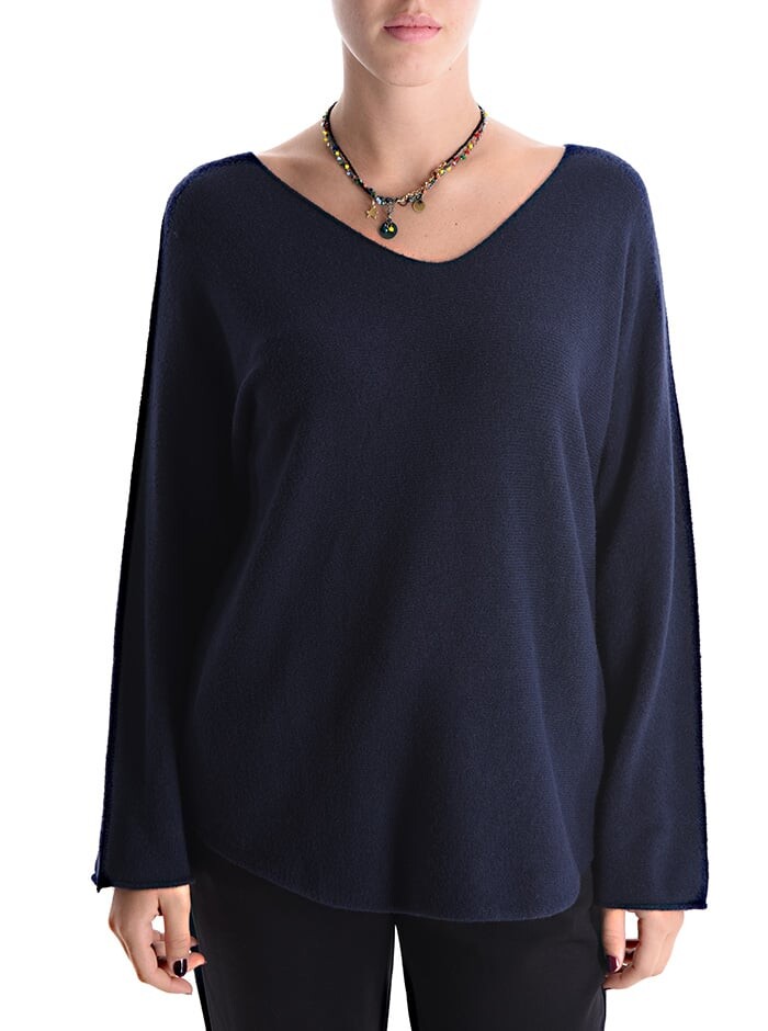 

Топ с длинными рукавами и V-образным вырезом, цвет Prussian blue