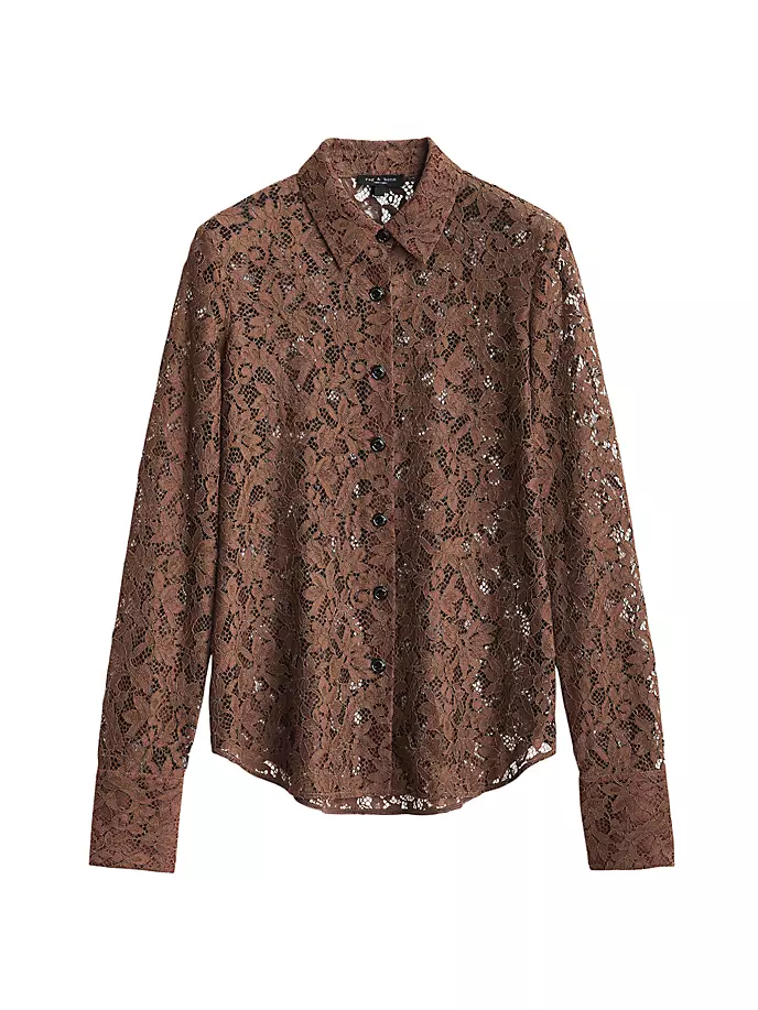 

Кружевная рубашка на пуговицах Yvette Rag & Bone, цвет mocha