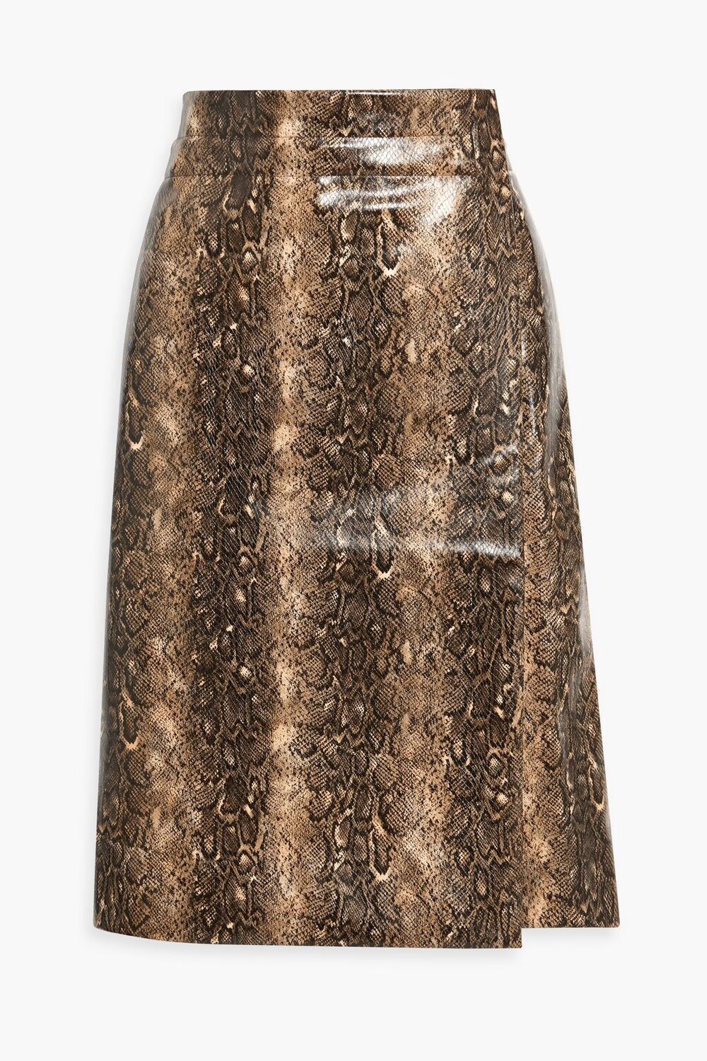 

Юбка с запахом из искусственной кожи с эффектом змеи Ganni, цвет Animal print