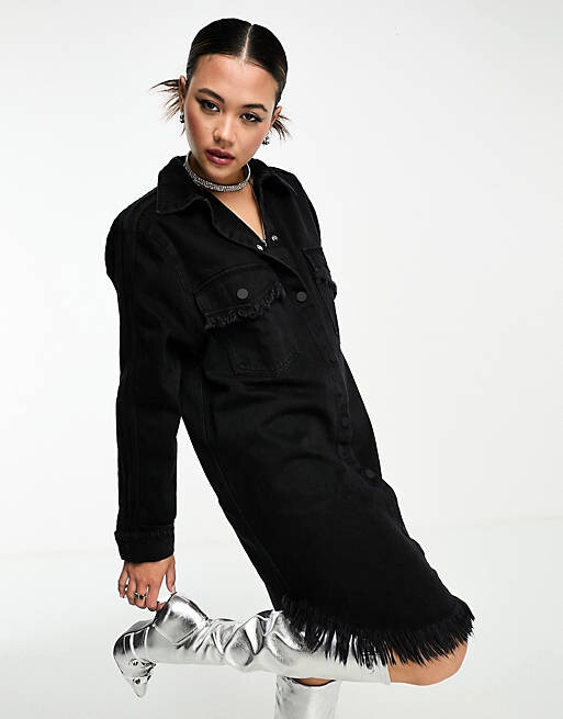 

Черное джинсовое платье-рубашка adidas Originals x Ksenia Schnaider