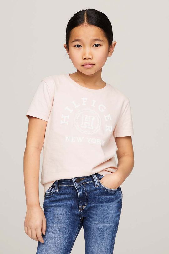Tommy Hilfiger Детская хлопковая футболка, розовый
