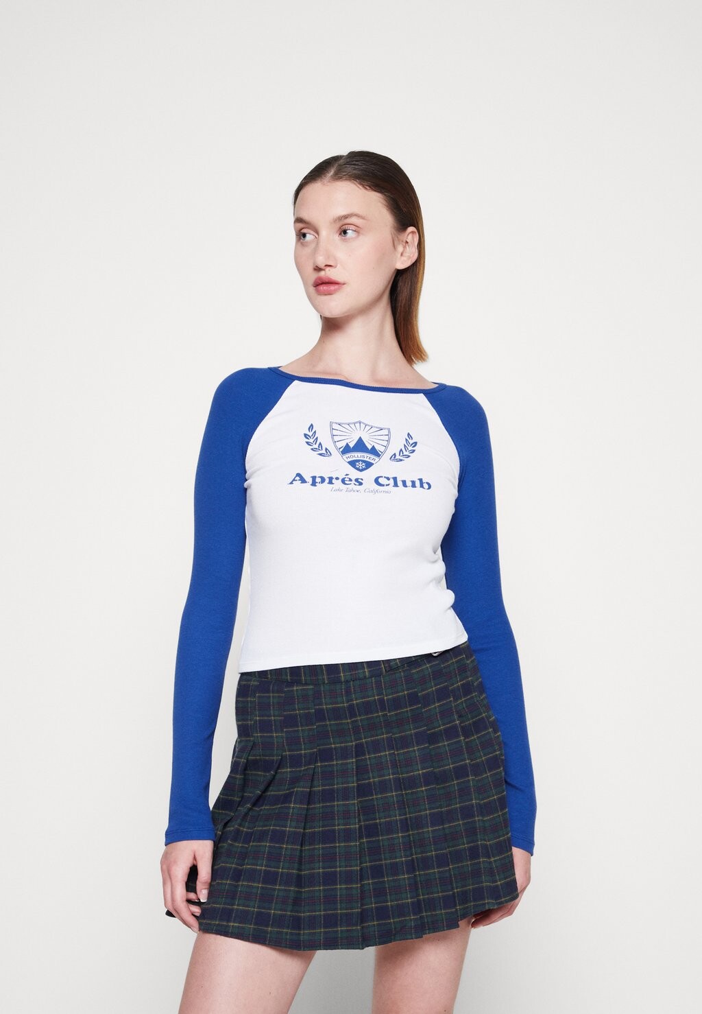 

Рубашка с длинным рукавом Hollister Co., белый/синий