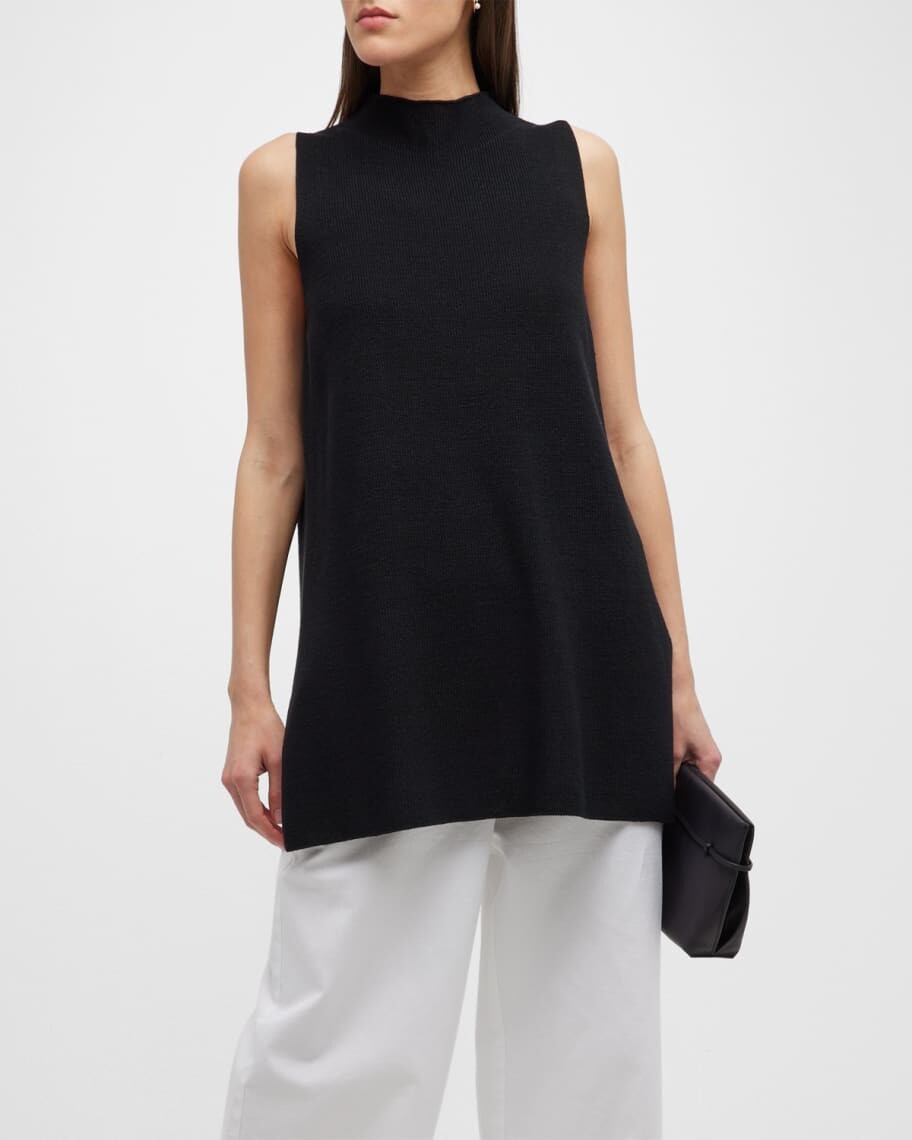 

Свитер без рукавов с воротником-стойкой и боковыми разрезами Eileen Fisher