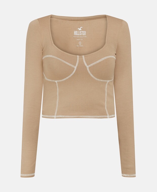 

Топ с длинными рукавами Hollister, коричневый