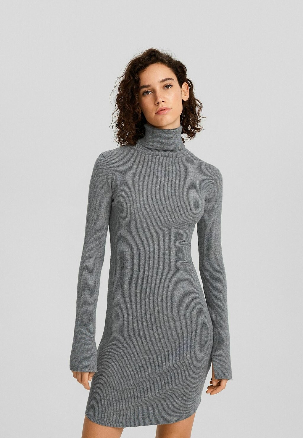 

Платье-футляр High Neck With Long Sleeves Bershka, цвет grey