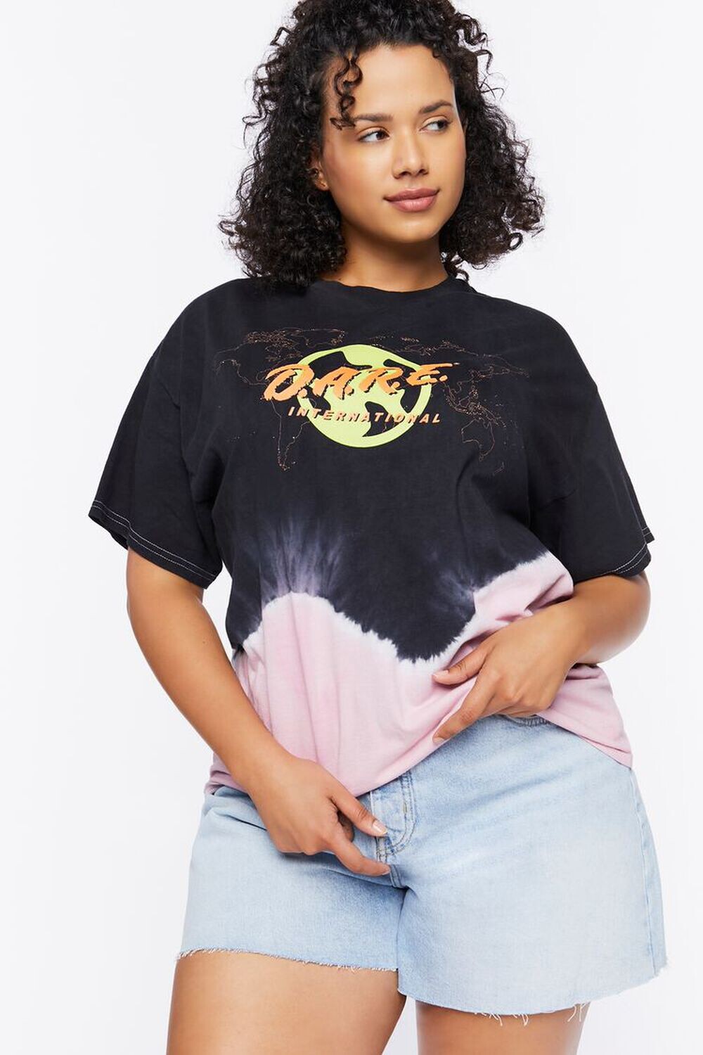 

Футболка больших размеров DARE International с графическим рисунком Forever 21, черный