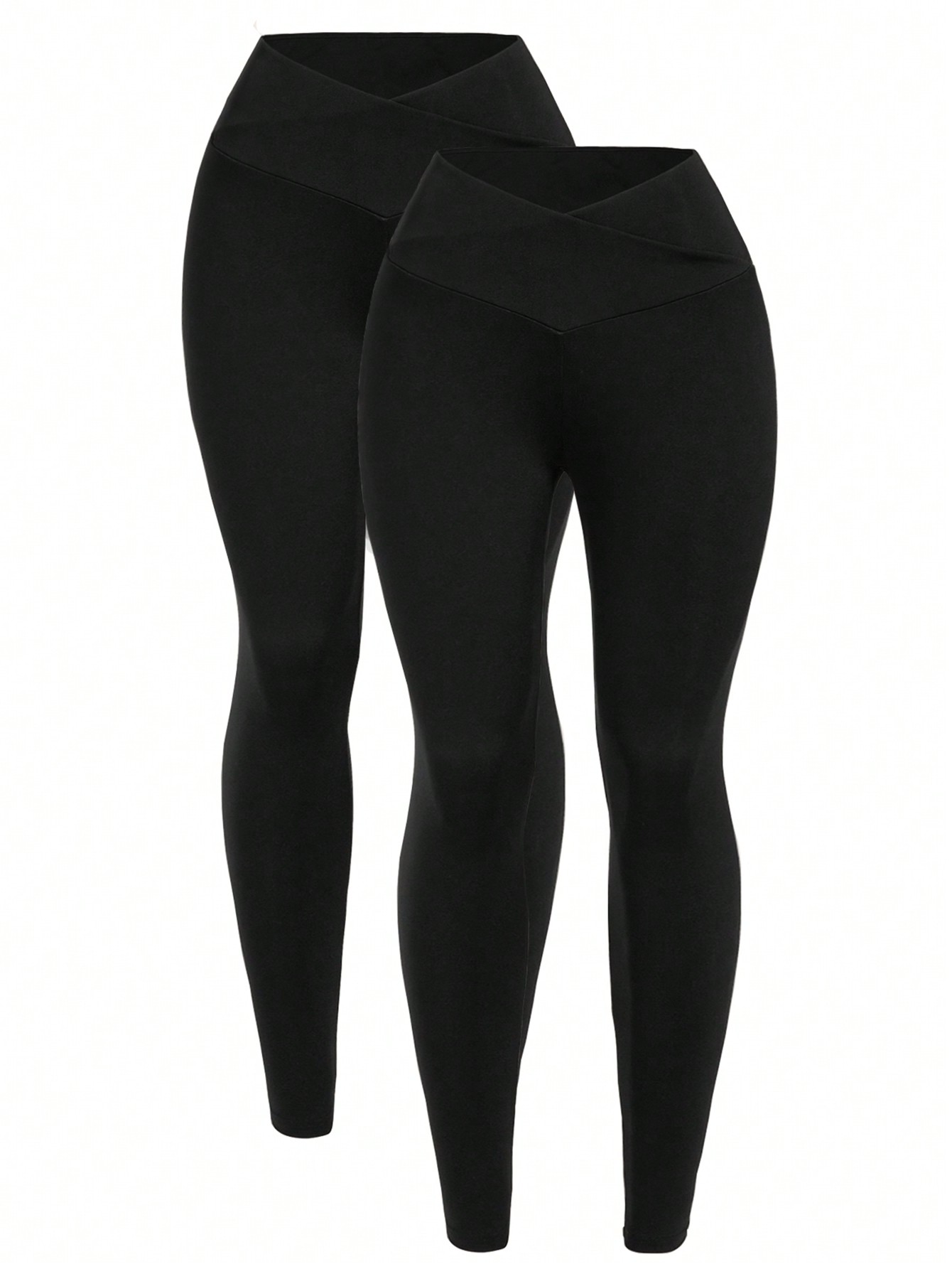 Базовые женские спортивные леггинсы для йоги с карманами, 2 шт./компл., черный цена и фото