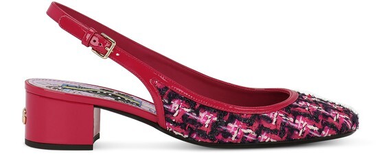 

Босоножки из лакированной кожи и твида с логотипом DG. Dolce & Gabbana