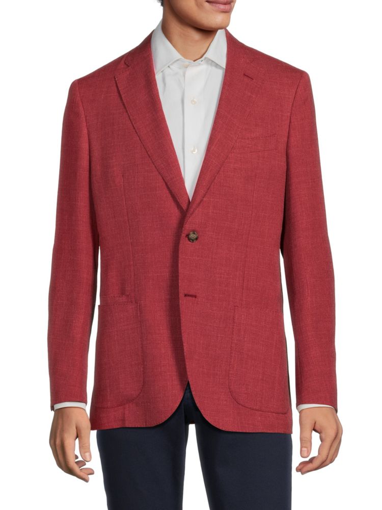 Спортивное пальто из смесовой шерсти с перекрестной штриховкой Luciano Barbera, красный цена и фото