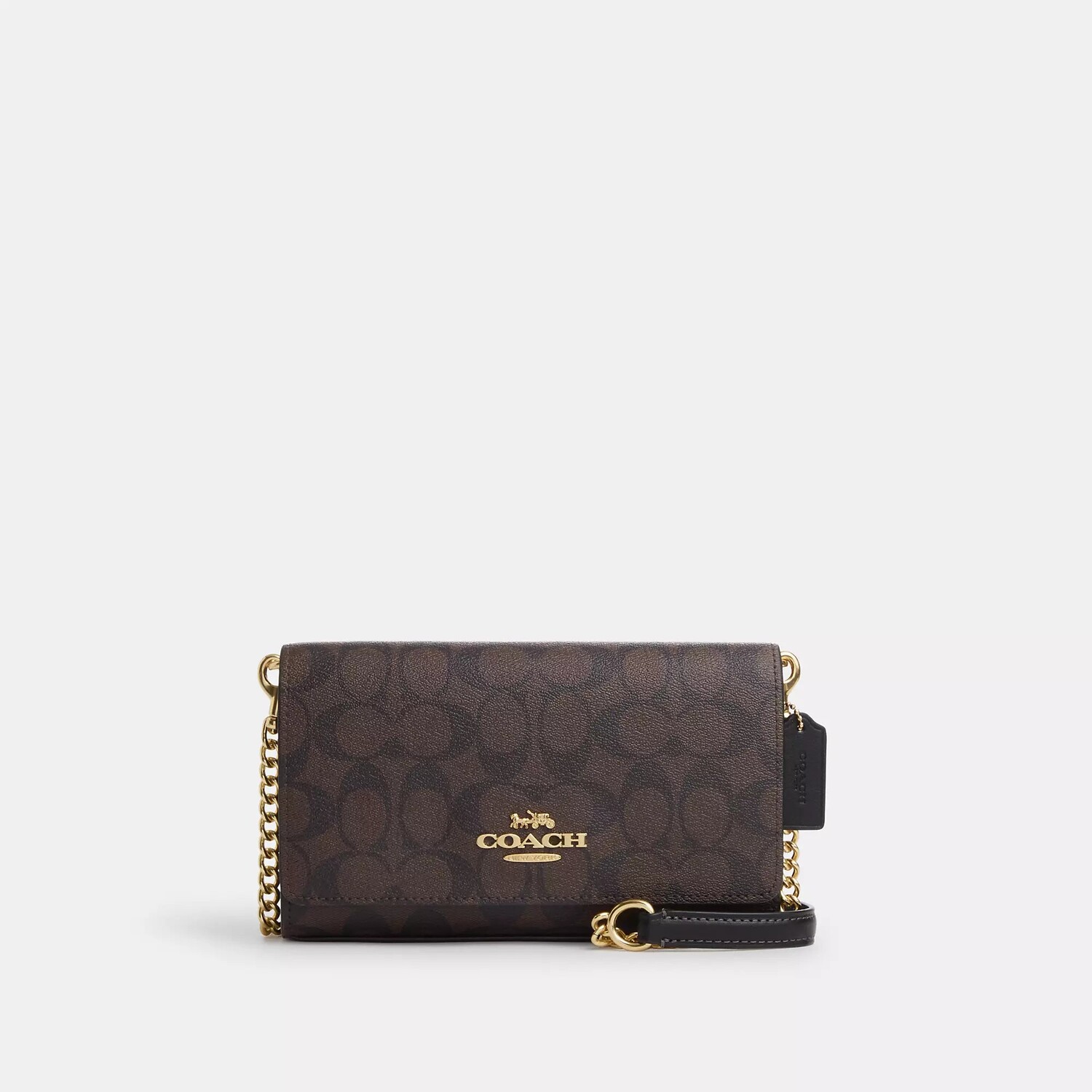 

Сумка через плечо с клапаном Coach Outlet из фирменной парусины, цвет Gold/Brown Black