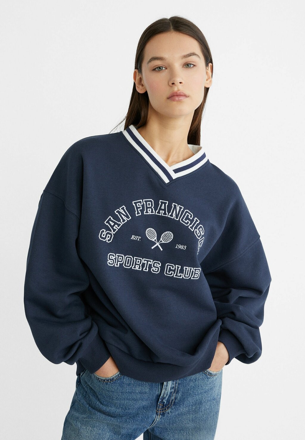 

Толстовка CONTRAST Stradivarius, цвет dark blue