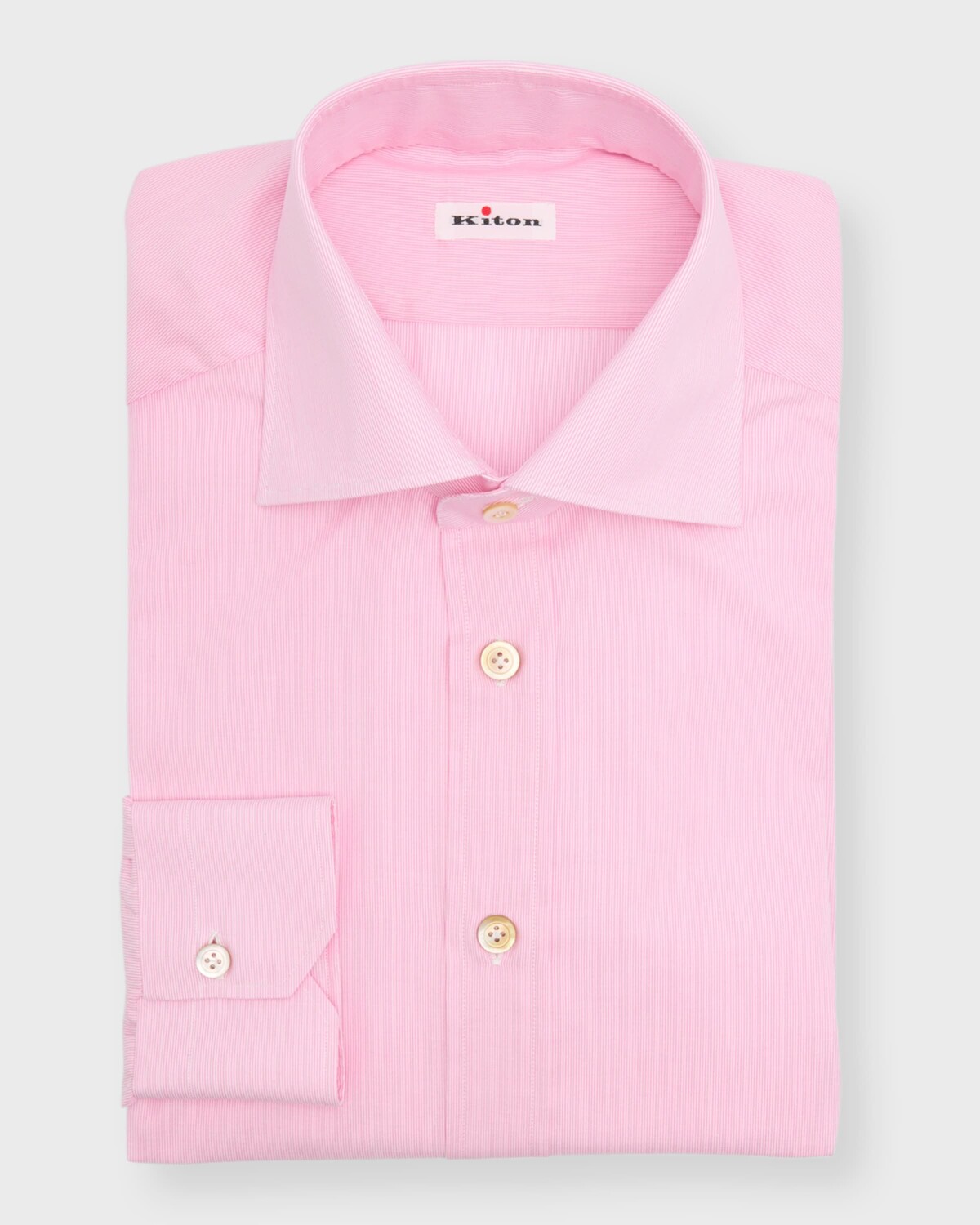 

Мужская хлопковая спортивная рубашка в микрополоску Kiton, цвет Pink