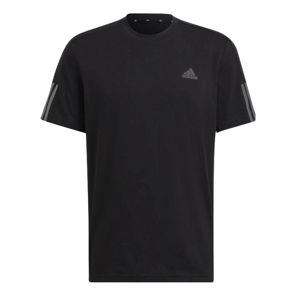Футболка adidas Logo Printing Solid Color Stripe Casual Short Sleeve Black, мультиколор