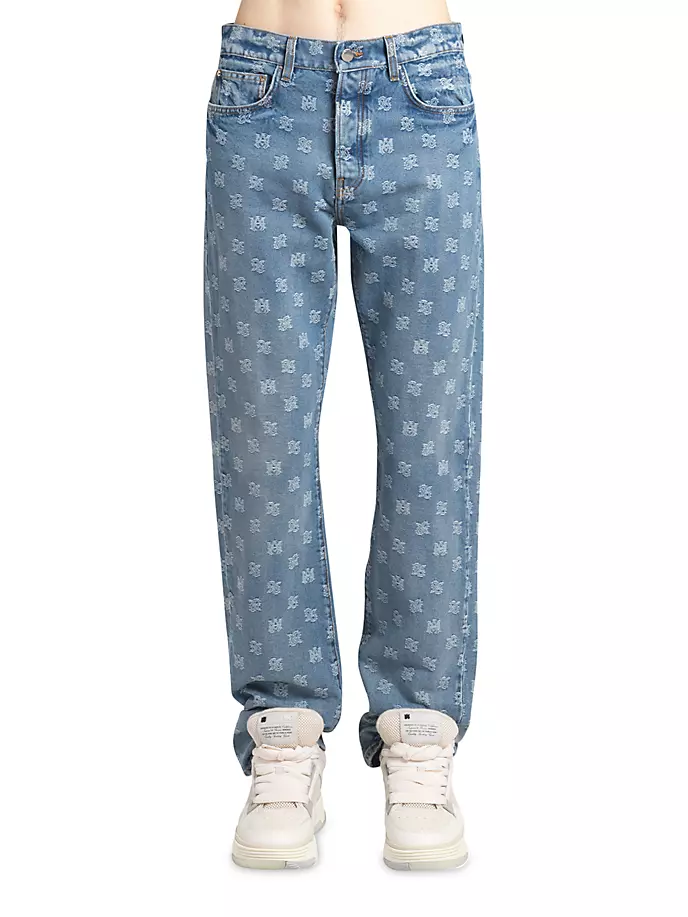 

Жаккардовые джинсы прямого кроя с узором пейсли Amiri, цвет perfect indigo