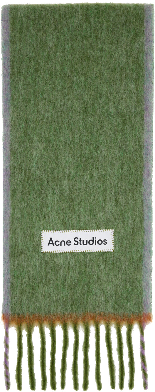 

Зеленый узкий шарф Acne Studios, цвет Grass green