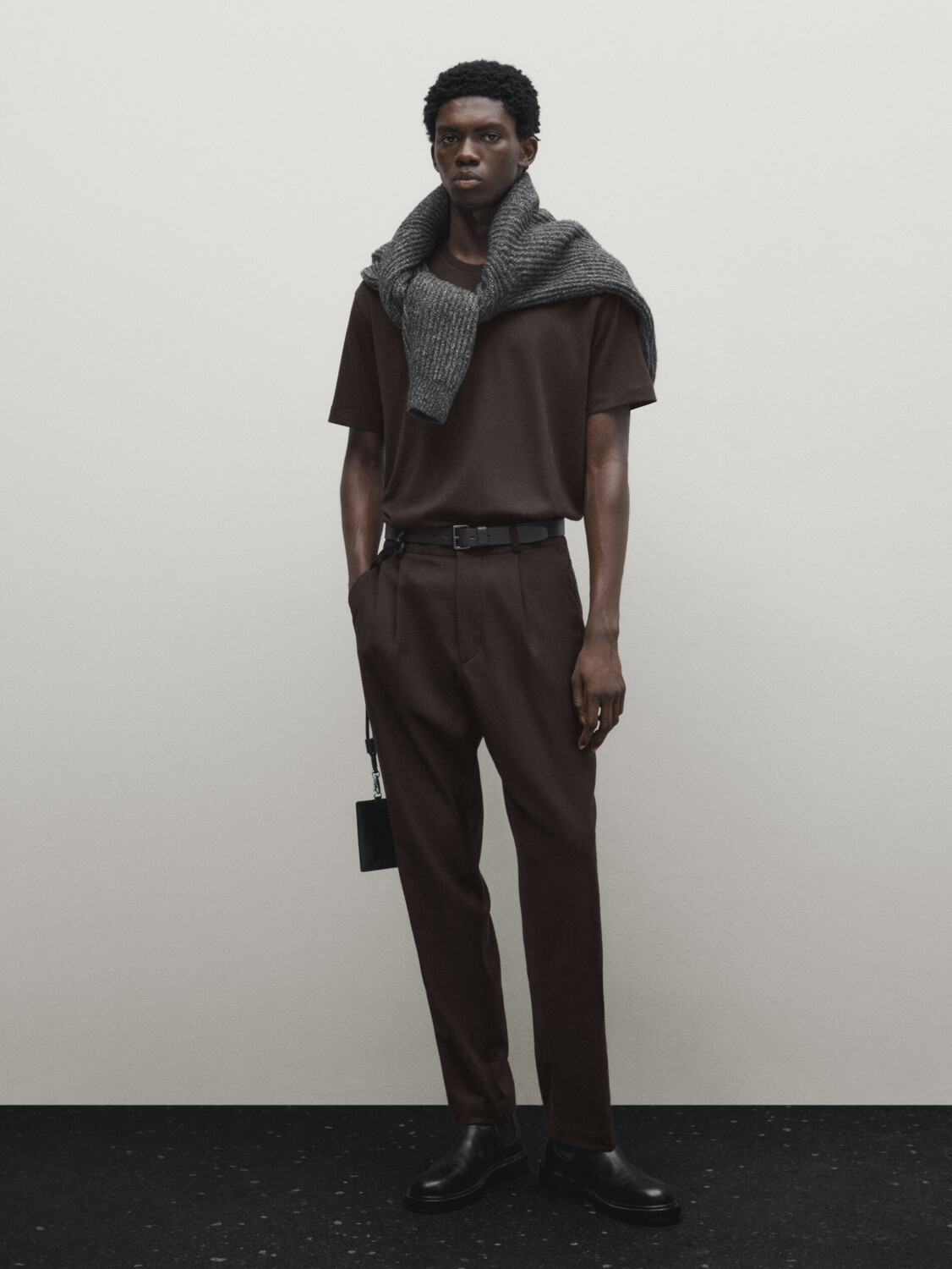 

Футболка из полушерсти с коротким рукавом Massimo Dutti, зеленый мох