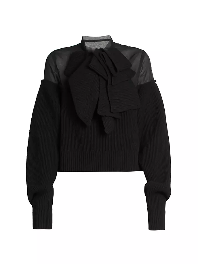 

Шифоновый свитер из микс-медиа Sacai, черный